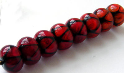 Red triangle glass lampwork beads