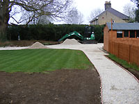 New path to my beadmaking studio with machine in the background