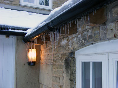 Icicles along the guttering