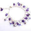 Amethyst, sterling silver and swarovski crystal bracelet