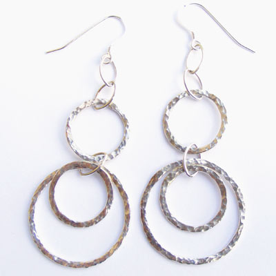 Large Hoop Earrings on Large Three Hoop Asterope Earrings