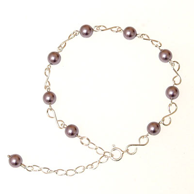 handmade Athena silver bracelet with swarovski pearls