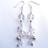 Frosty morn handmade lampworked beads and swarovski crystal pearls and crystal earrings