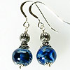 Metallic blue handmade lampwork beads earrings