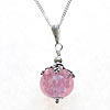 Hand made lampwork pink bubblebead on a sterling silver chain