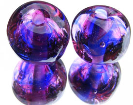 Pink camouflage handmade lampwork glass beads