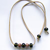 Handmade lampwork recycled glass beads on a simulated leather thong